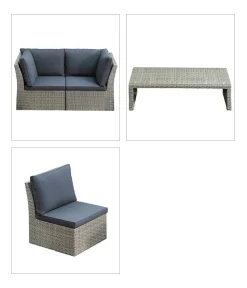 Dehner Loungemöbel|Gartenlounge-Sets - Geflecht-Lounge Rom, 4-teilig