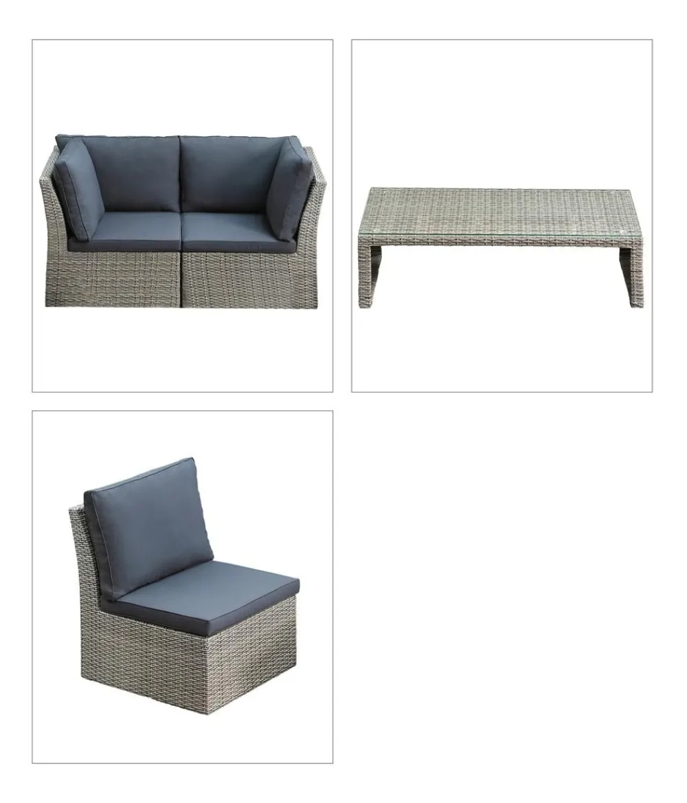 Dehner Loungemöbel|Gartenlounge-Sets - Geflecht-Lounge Rom, 4-teilig