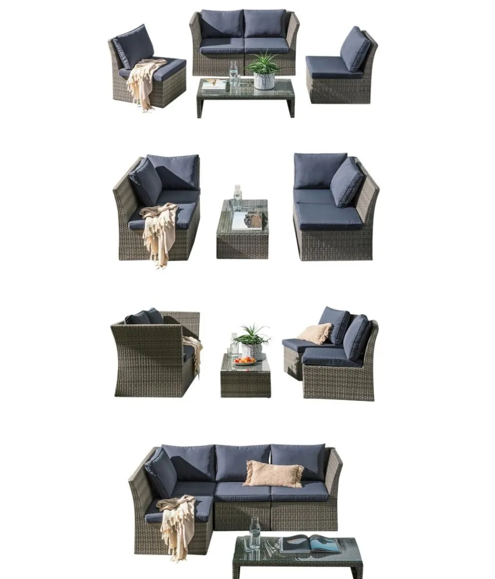Dehner Loungemöbel|Gartenlounge-Sets - Geflecht-Lounge Rom, 4-teilig