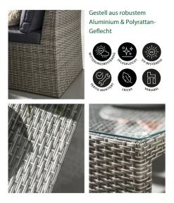 Dehner Loungemöbel|Gartenlounge-Sets - Geflecht-Lounge Rom, 4-teilig
