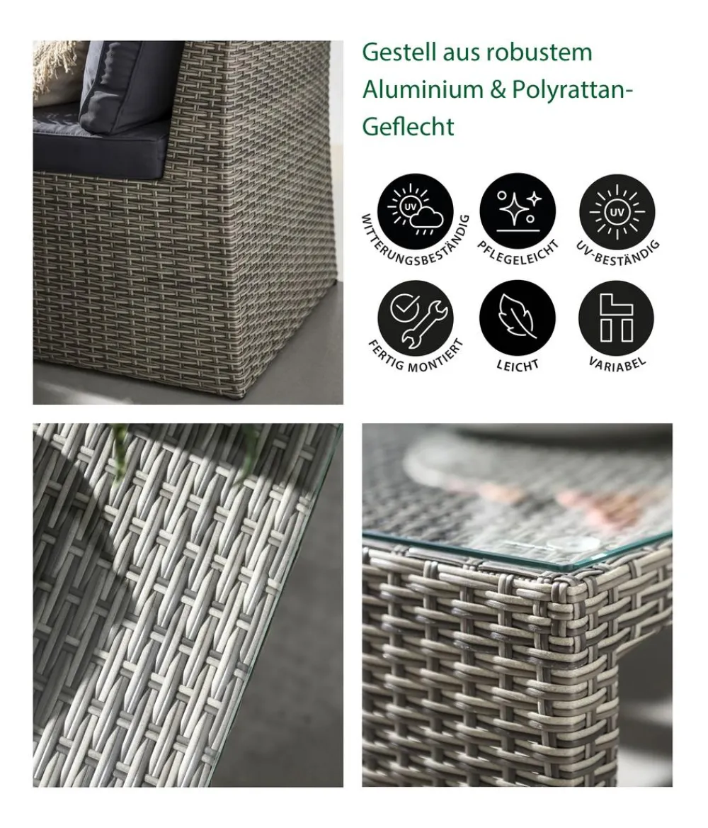 Dehner Loungemöbel|Gartenlounge-Sets - Geflecht-Lounge Rom, 4-teilig