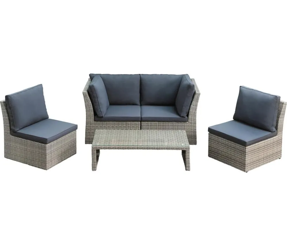 Dehner Loungemöbel|Gartenlounge-Sets - Geflecht-Lounge Rom, 4-teilig