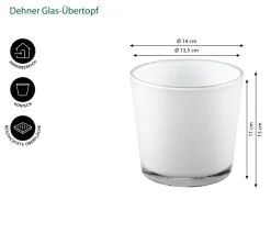 Dehner Glas-Übertopf Conner, konisch Weiß