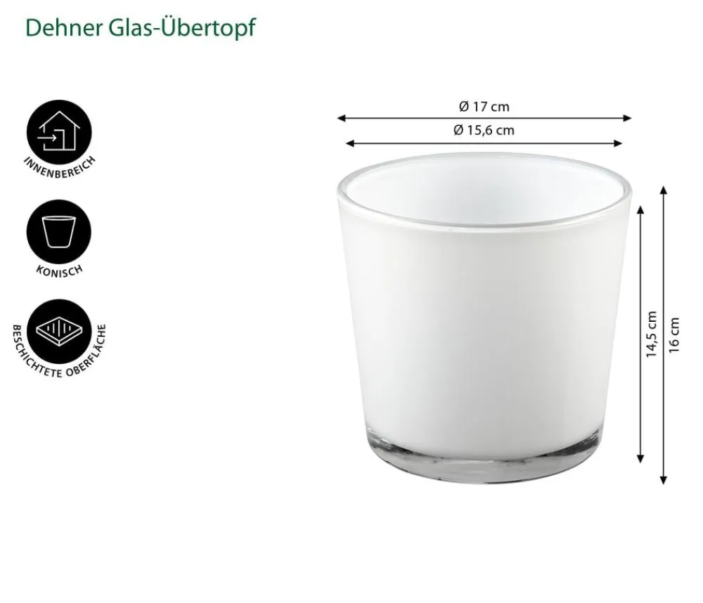 Dehner Glas-Übertopf Conner, konisch Weiß Best