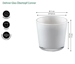 Dehner Glas-Übertopf Conner, konisch Hellgrau New