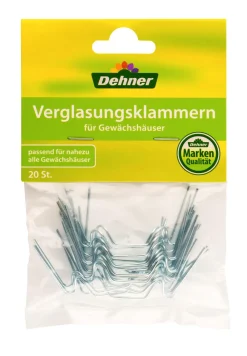 Dehner Gewächshaus Zubehör - Glasfederklammern, 20 Stück Silber