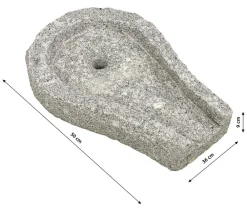 Dehner Granit-Bachlaufschale mit Loch und Anschlussstück Grau