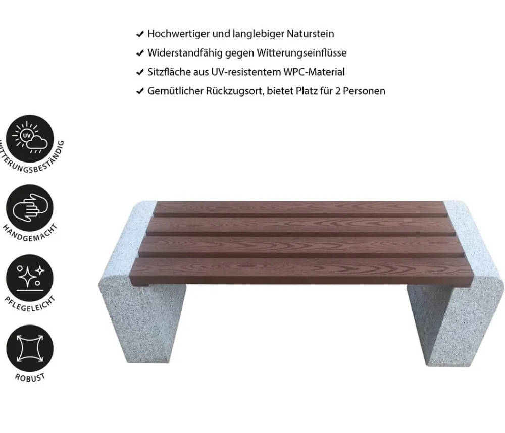 Dehner Granit-Gartenbank, ca. B120/H45/T35 cm, / New