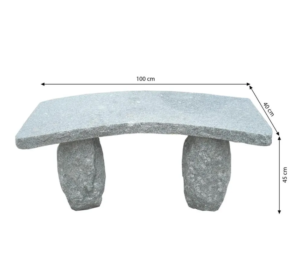 Dehner 2-Sitzer Gartenbänke|Gartenbänke Stein - Granit-Gartenbank, gebogen, 2-Sitzer Grau