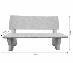 Dehner 2-Sitzer Gartenbänke|Gartenbänke Stein - Granit-Gartenbank, , ca. B120/H75/T50 cm Grau