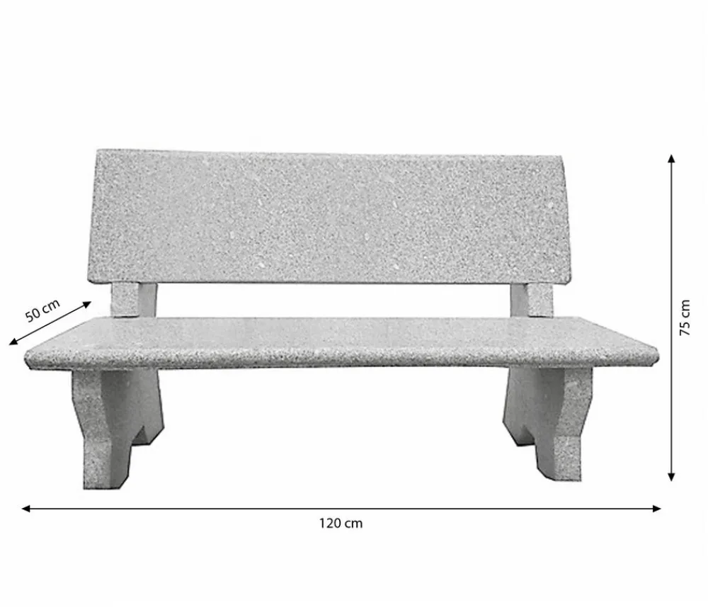 Dehner 2-Sitzer Gartenbänke|Gartenbänke Stein - Granit-Gartenbank, , ca. B120/H75/T50 cm Grau