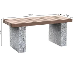 Dehner Granit-Gartenbank, 2-Sitzer Grau Hot