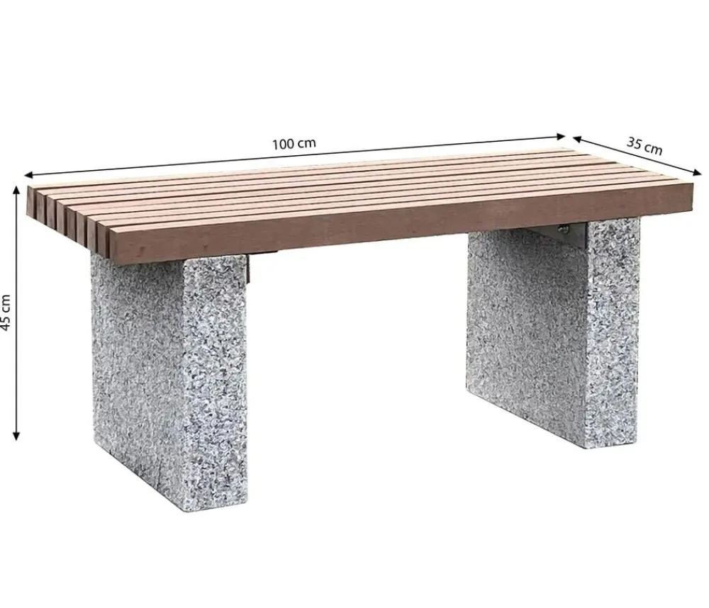 Dehner Granit-Gartenbank, 2-Sitzer Grau Hot