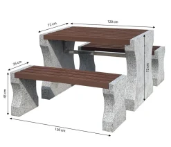 Dehner Esstisch-Gruppen|Gartenmöbel-Sets > Granit-Gartenmöbelset, ca. B120 cm