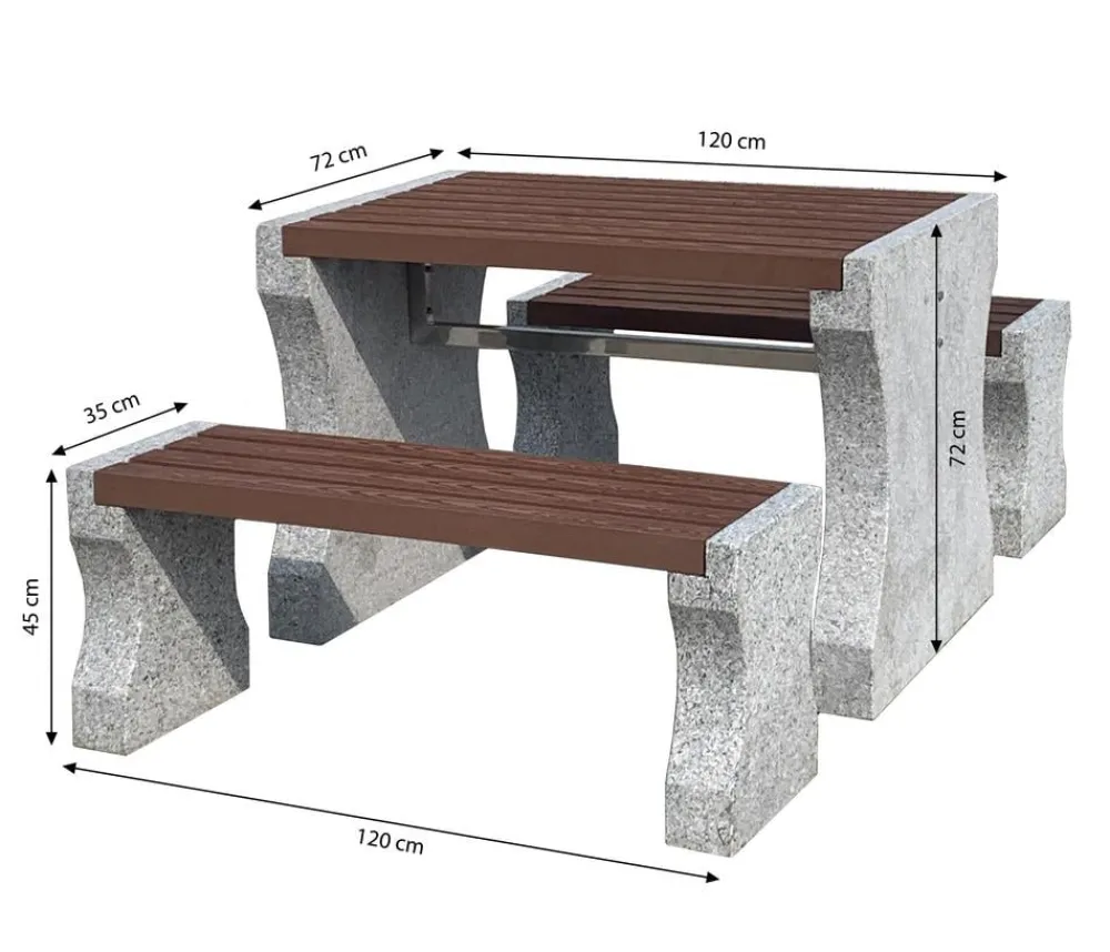 Dehner Esstisch-Gruppen|Gartenmöbel-Sets > Granit-Gartenmöbelset, ca. B120 cm