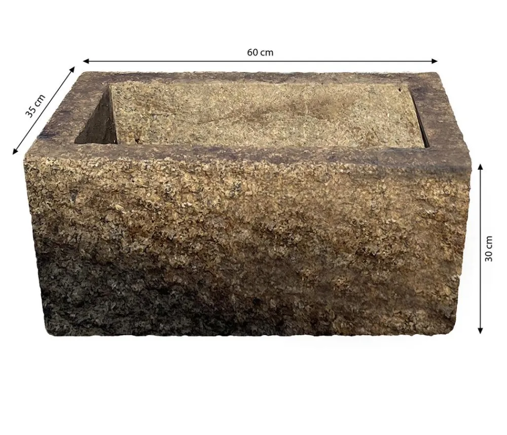 Dehner Granit-Pflanzkasten, rechteckig, Braun New