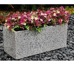 Dehner Pflanzkübel & Blumenkästen - Granit-Pflanztrog, rechteckig, Grau