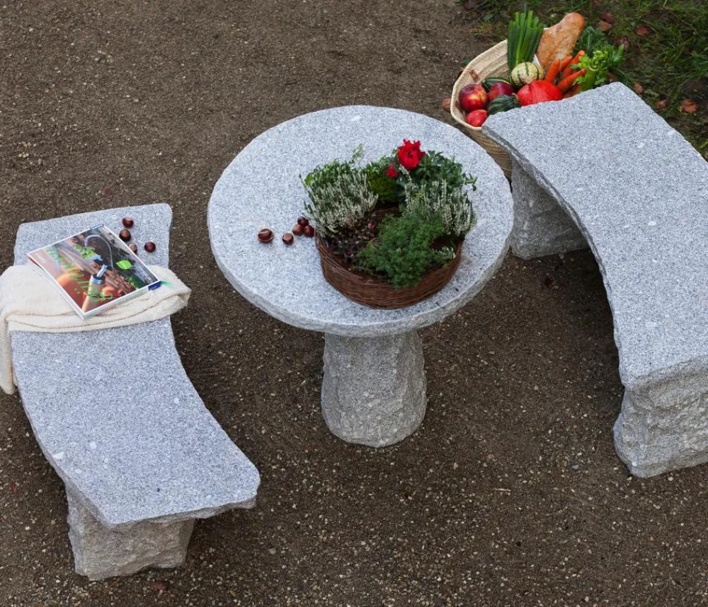Dehner Granit-Tisch, rund, ca. Ø75/H75 cm Grau Discount