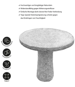 Dehner Granit-Tisch, rund, ca. Ø75/H75 cm Grau Discount