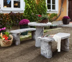 Dehner Granit-Tisch, rund, ca. Ø75/H75 cm Grau Discount