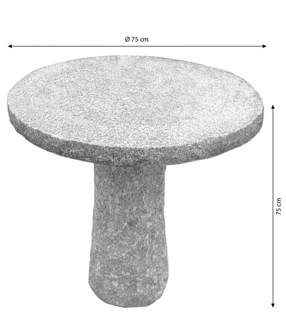 Dehner Granit-Tisch, rund, ca. Ø75/H75 cm Grau Discount