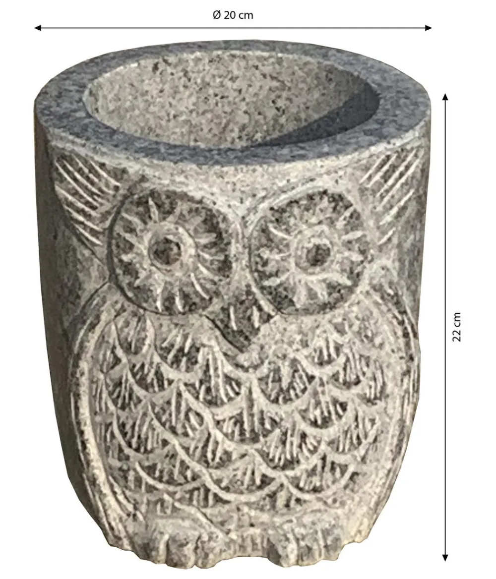 Dehner Blumentöpfe & Übertöpfe - Granit-Topf Eule, rund, , ca. Ø20/H22 cm Grau