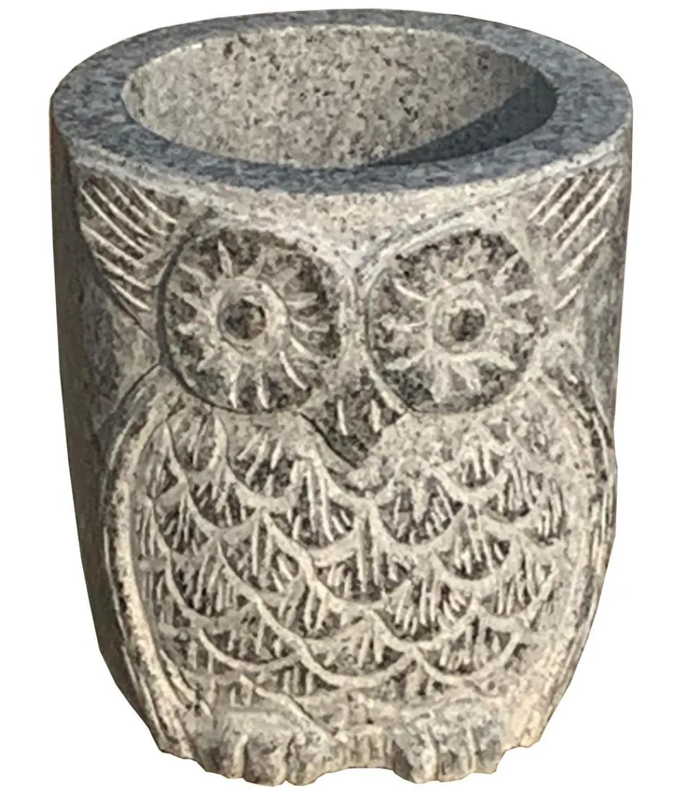 Dehner Blumentöpfe & Übertöpfe - Granit-Topf Eule, rund, , ca. Ø20/H22 cm Grau