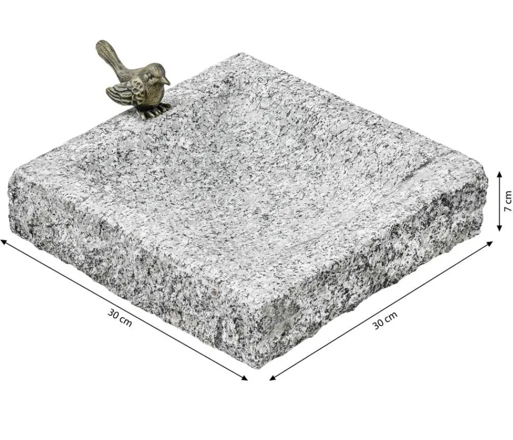 Dehner Mehr Gartendekoration|Vogeltränken > Granit-Vogeltränke, ca. B30/H7/T30 cm