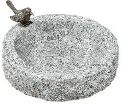 Dehner Mehr Gartendekoration|Vogeltränken - Granit-Vogeltränke, ca. Ø30/H7 cm Grau