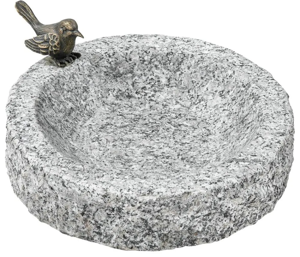 Dehner Mehr Gartendekoration|Vogeltränken - Granit-Vogeltränke, ca. Ø30/H7 cm Grau