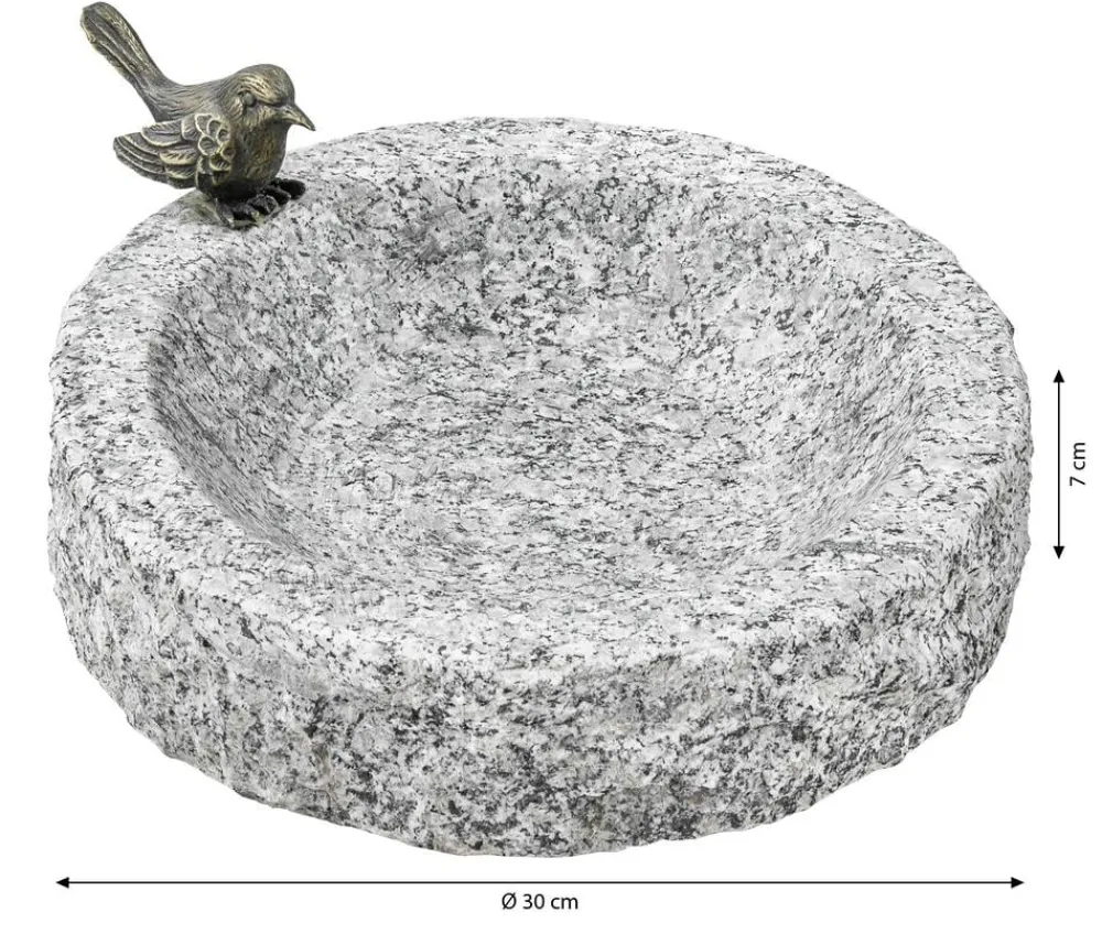Dehner Mehr Gartendekoration|Vogeltränken - Granit-Vogeltränke, ca. Ø30/H7 cm Grau