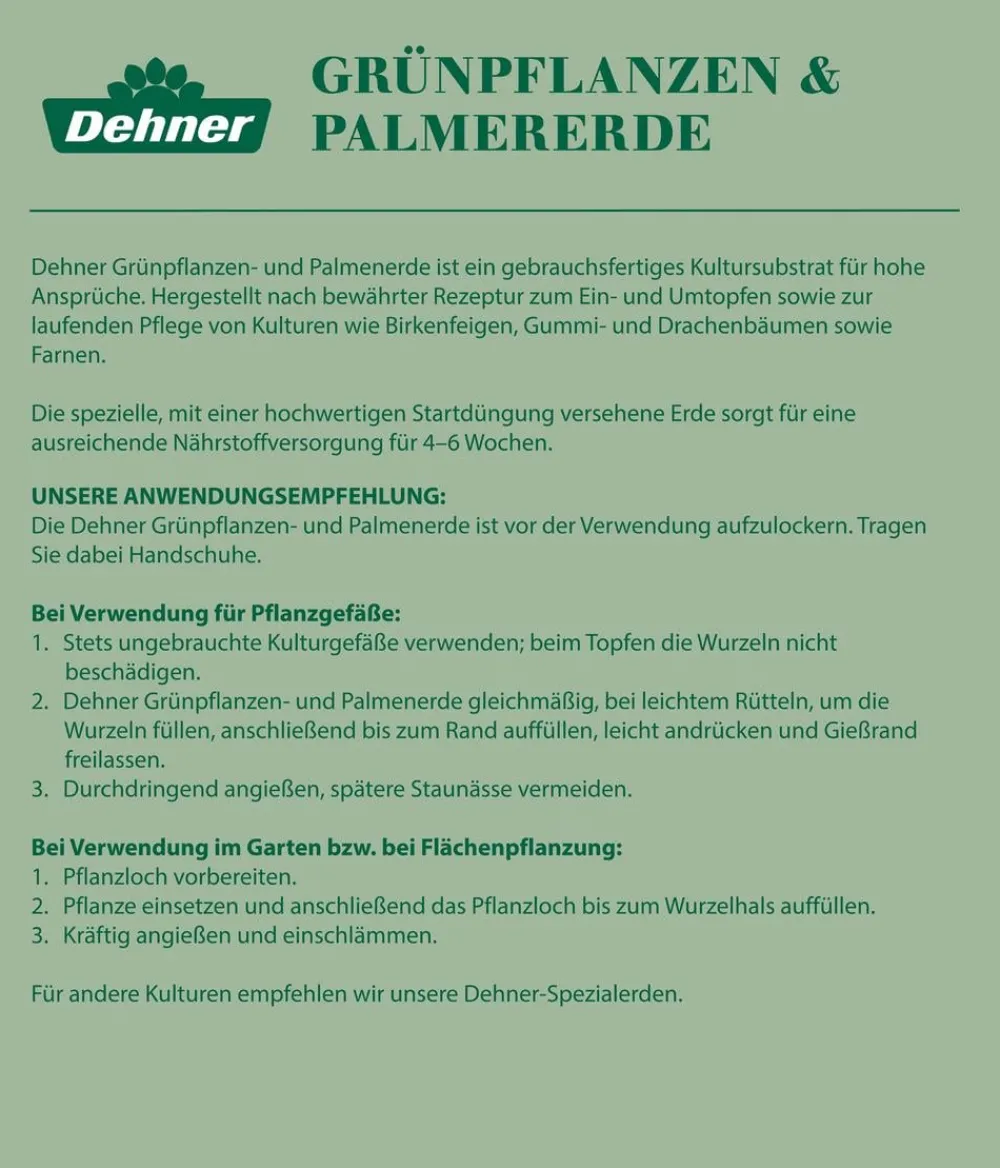 Dehner Grünpflanzen- und Palmenerde, 75 x 10 Liter New