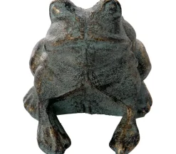 Dehner Gartenzwerge & Gartenfiguren - Gusseisen Frosch Antik, 11,5 x 10,5 x 12,5 cm Braun