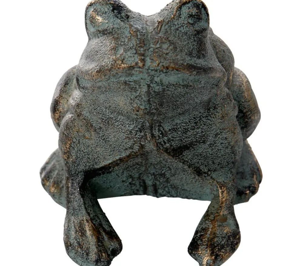 Dehner Gartenzwerge & Gartenfiguren - Gusseisen Frosch Antik, 11,5 x 10,5 x 12,5 cm Braun