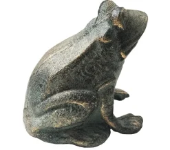 Dehner Gartenzwerge & Gartenfiguren - Gusseisen Frosch Antik, 11,5 x 10,5 x 12,5 cm Braun