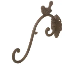 Dehner Gartenzwerge & Gartenfiguren - Gusseisen-Wandhaken Vogel, ca. B7/H24,5/T28,5 cm Braun
