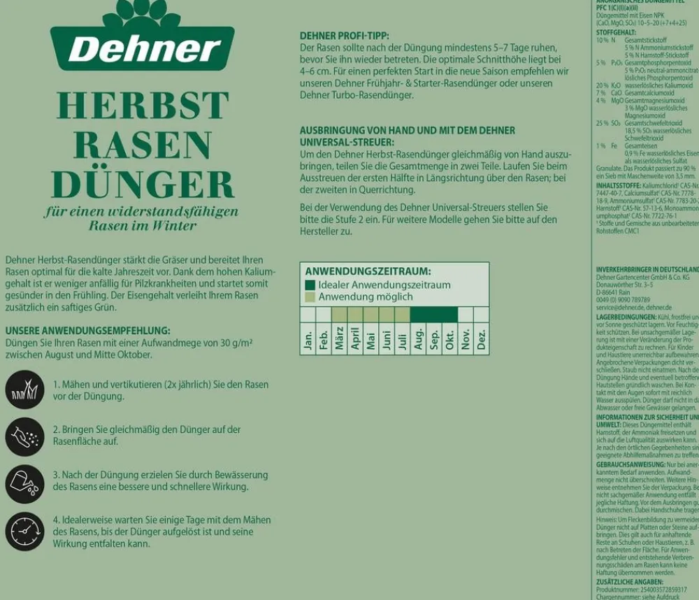 Dehner Rasendünger > Herbst-Rasendünger