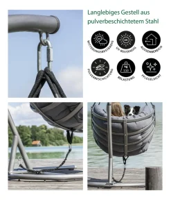 Dehner Loungesessel|Hängestühle & -Sessel - Hängesessel Chicago, ca. B110/H196/T107,5 cm Grau