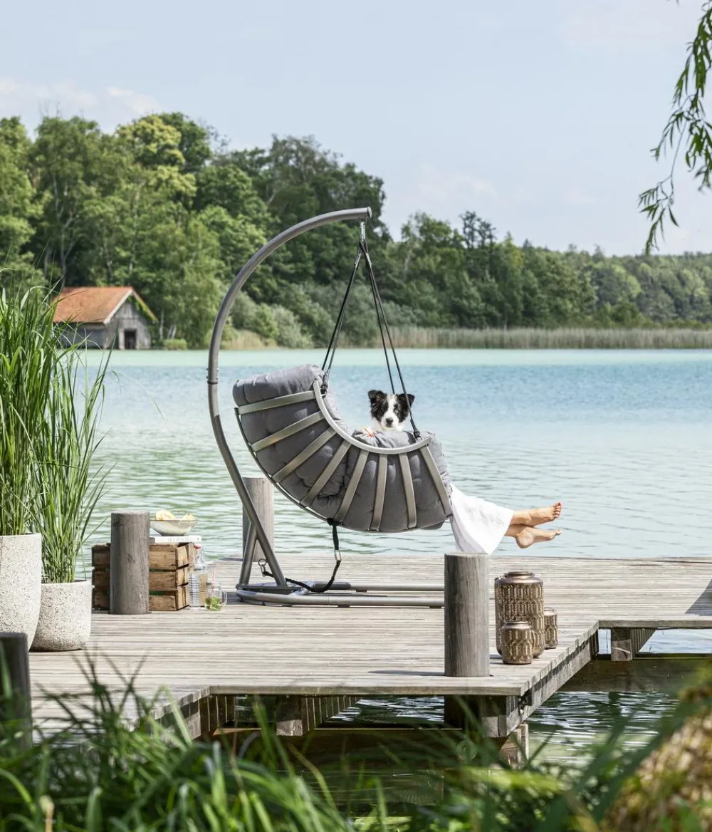 Dehner Loungesessel|Hängestühle & -Sessel - Hängesessel Chicago, ca. B110/H196/T107,5 cm Grau
