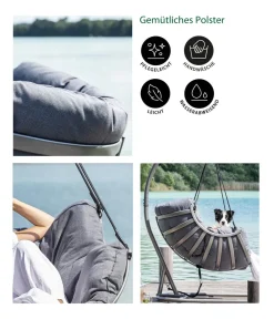 Dehner Loungesessel|Hängestühle & -Sessel - Hängesessel Chicago, ca. B110/H196/T107,5 cm Grau