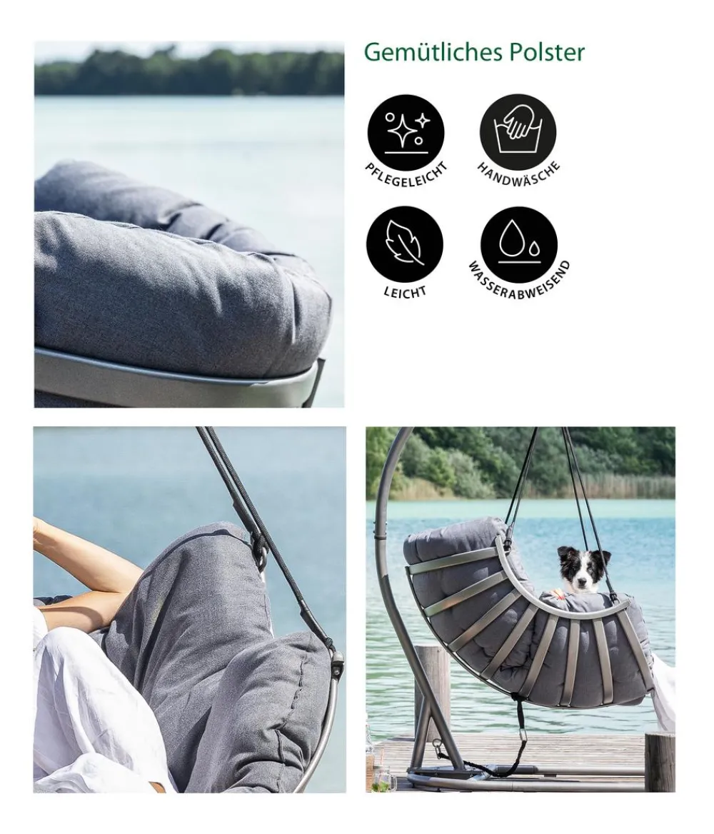 Dehner Loungesessel|Hängestühle & -Sessel - Hängesessel Chicago, ca. B110/H196/T107,5 cm Grau