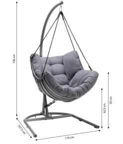 Dehner Loungesessel|Hängestühle & -Sessel - Hängesessel Chicago, ca. B110/H196/T107,5 cm Grau