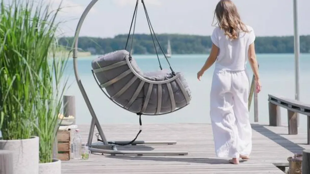 Dehner Loungesessel|Hängestühle & -Sessel - Hängesessel Chicago, ca. B110/H196/T107,5 cm Grau