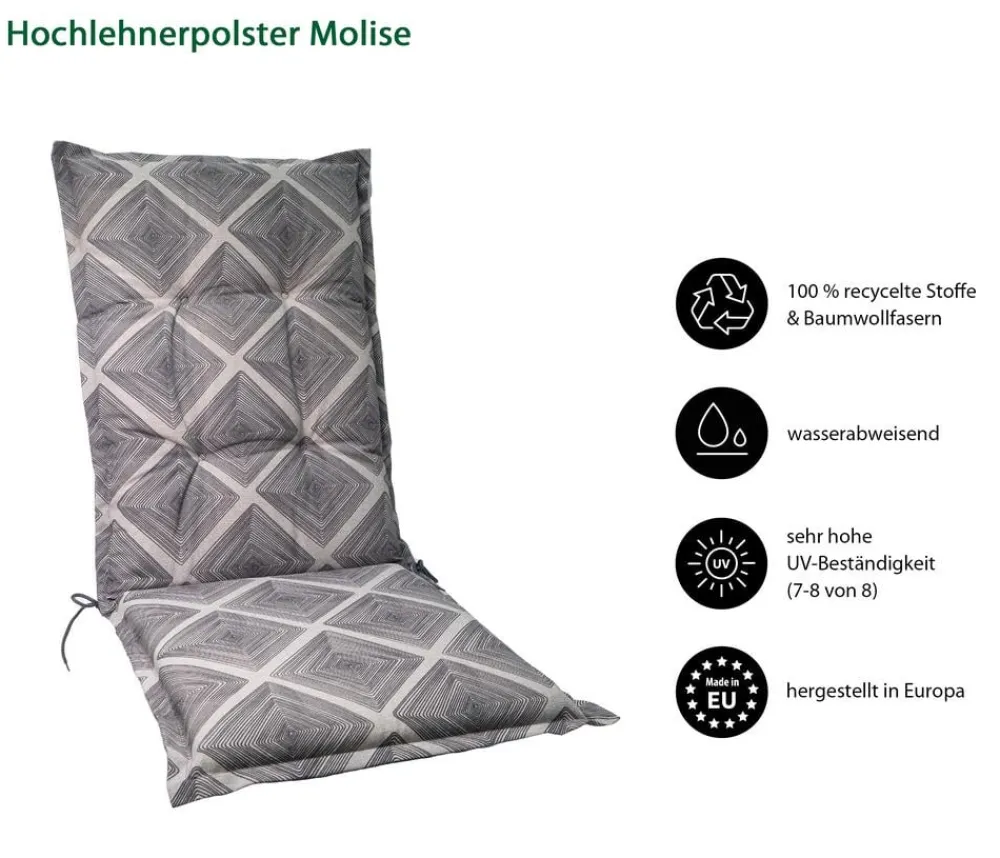 Dehner Sitzauflagen - Hochlehnerauflage Molise, ca. B50/H6/T121 cm Taupe