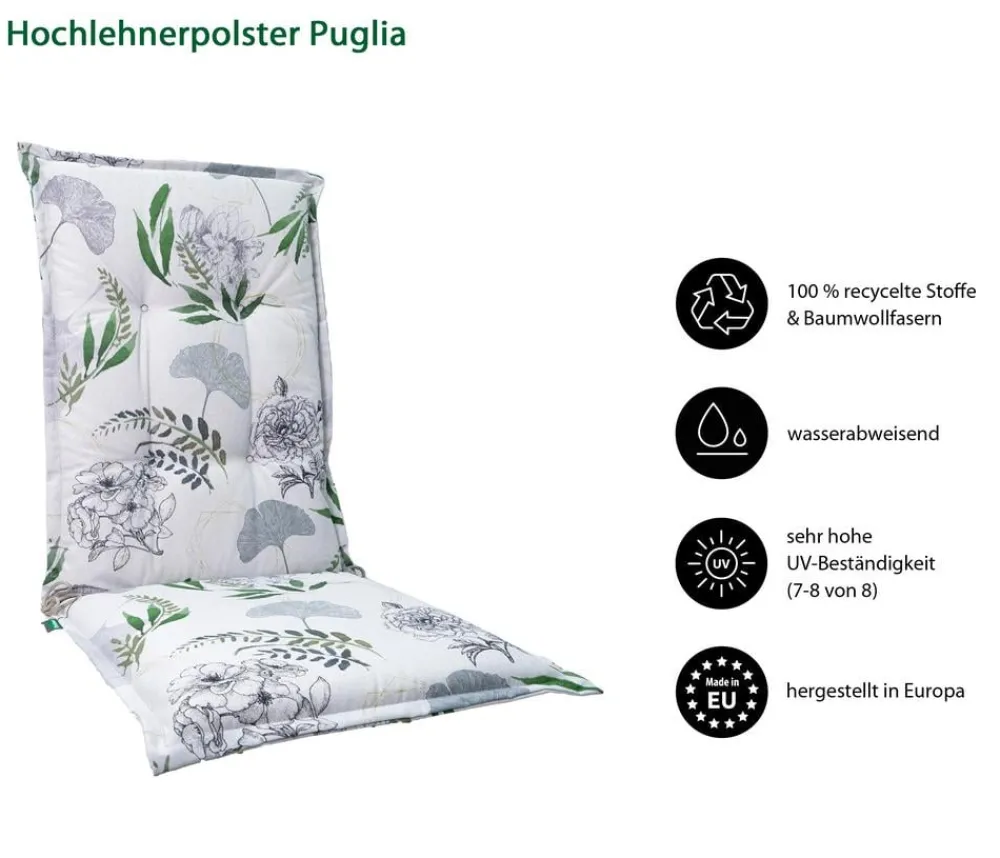 Dehner Sitzauflagen > Hochlehnerauflage Puglia, ca. B50/H6/T121 cm
