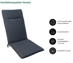 Dehner Sitzauflagen - Hochlehnerauflage Veneto, ca. B48/H4/T120 cm Dunkelgrau