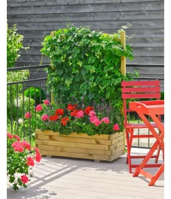 Dehner Pflanzkübel & Blumenkästen - Holz-Blumenkasten mit Spalier Wachau, B90/H140/T40 cm Braun