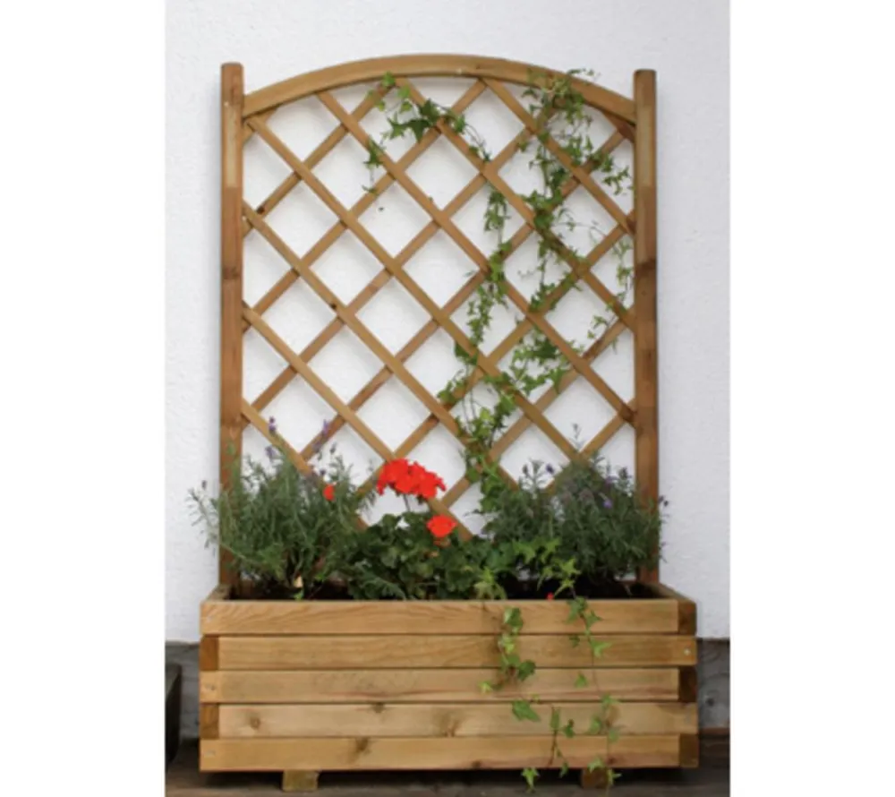 Dehner Pflanzkübel & Blumenkästen - Holz-Blumenkasten mit Spalier Wachau, B90/H140/T40 cm Braun