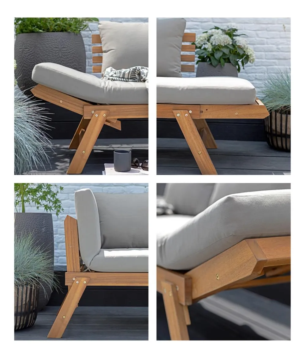 Dehner Gartenliegen Holz|Loungebänke - Holz-Sofa Macao