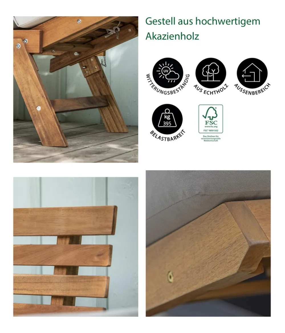 Dehner Gartenliegen Holz|Loungebänke - Holz-Sofa Macao